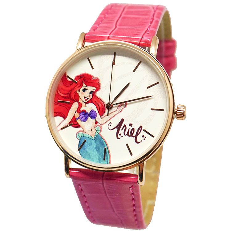 【迪士尼】超薄玫瑰金手錶-美人魚公主