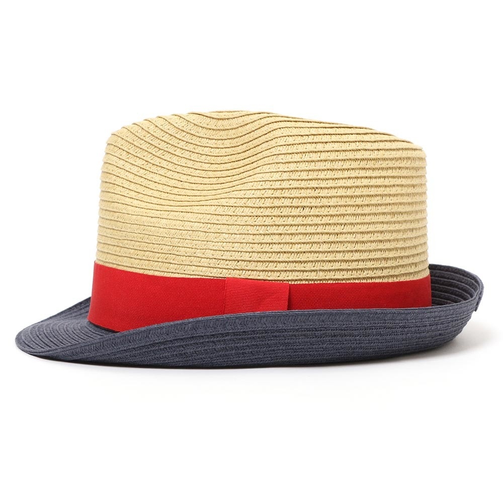 酷帥拼色 草編爵士禮帽 - 深藍 (中大童適用)