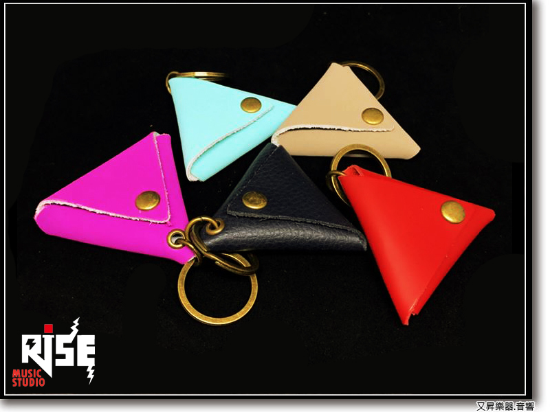 ROCK YOU 吉他 三角形 彈片 真皮 PICK夾 鑰匙圈+ 12片彈片組