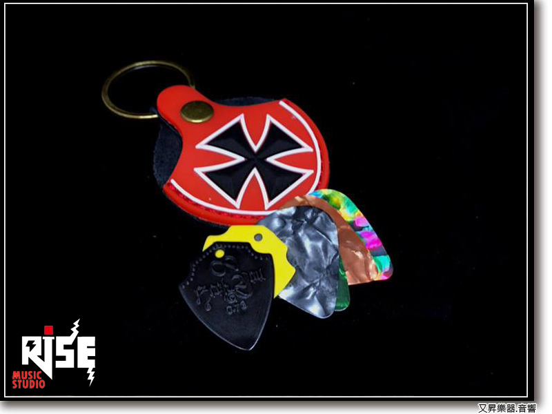ROCK YOU吉他 彈片 真皮 PICK夾 鑰匙圈+6片彈片組