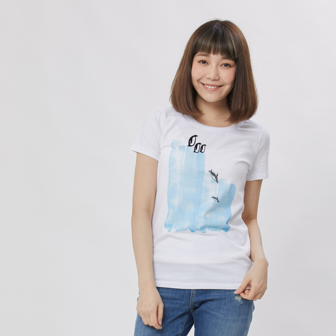 企鵝 短袖 蜜桃棉 女T 純白