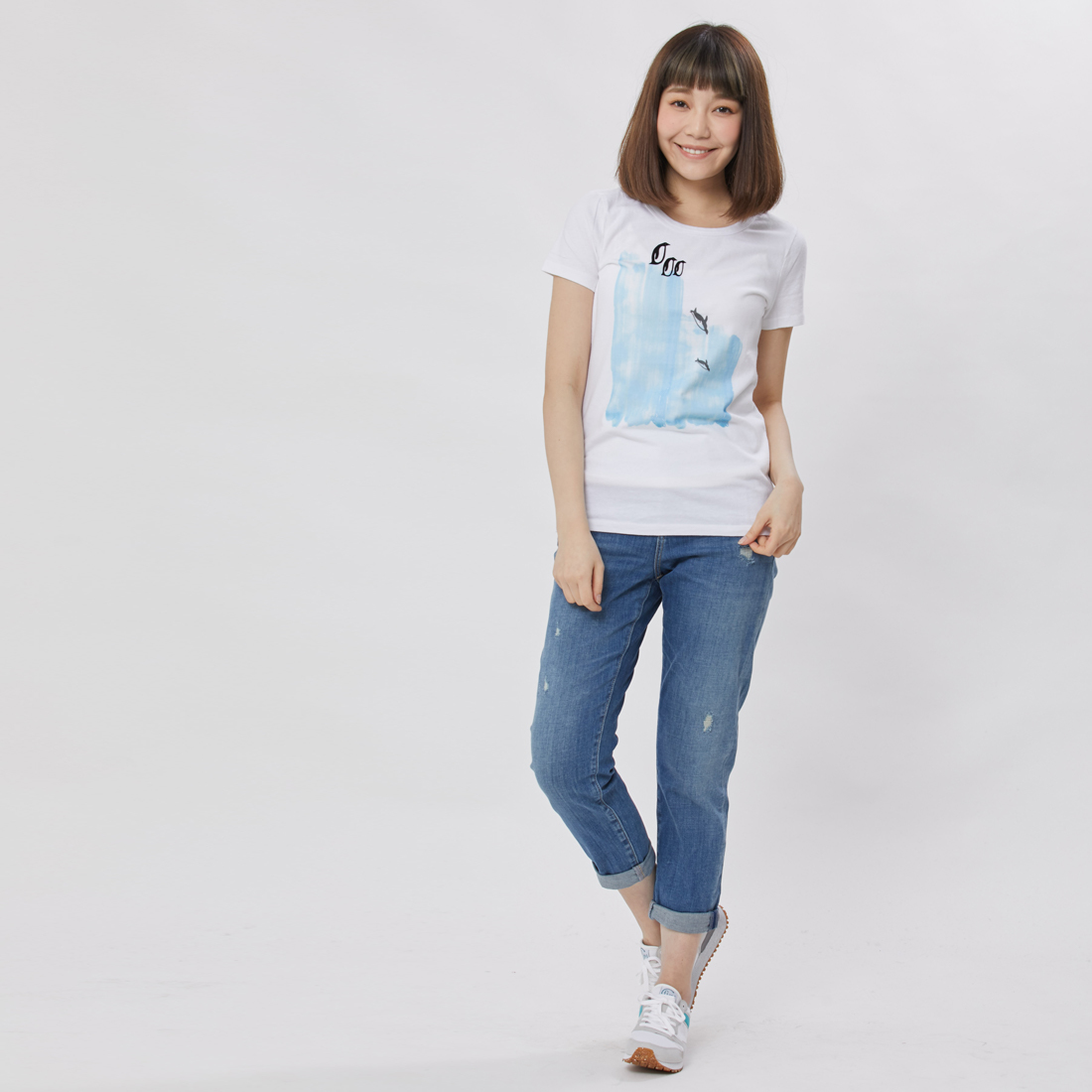 企鵝 短袖 蜜桃棉 女T 純白