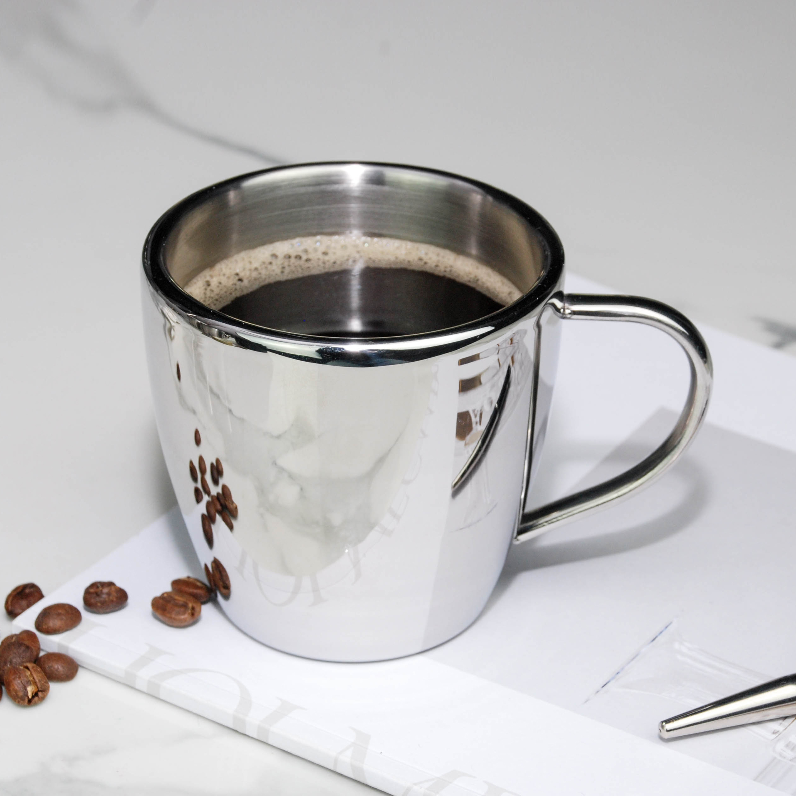 雙層不鏽鋼把手杯