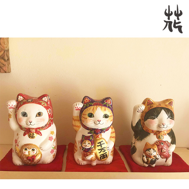 河边花衣 親子招財貓 XL