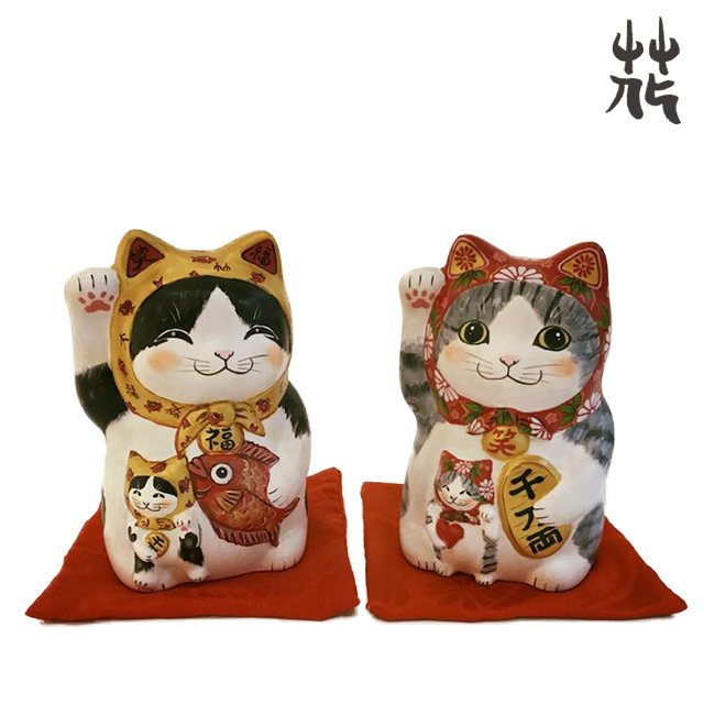 河边花衣 親子招財貓 XL