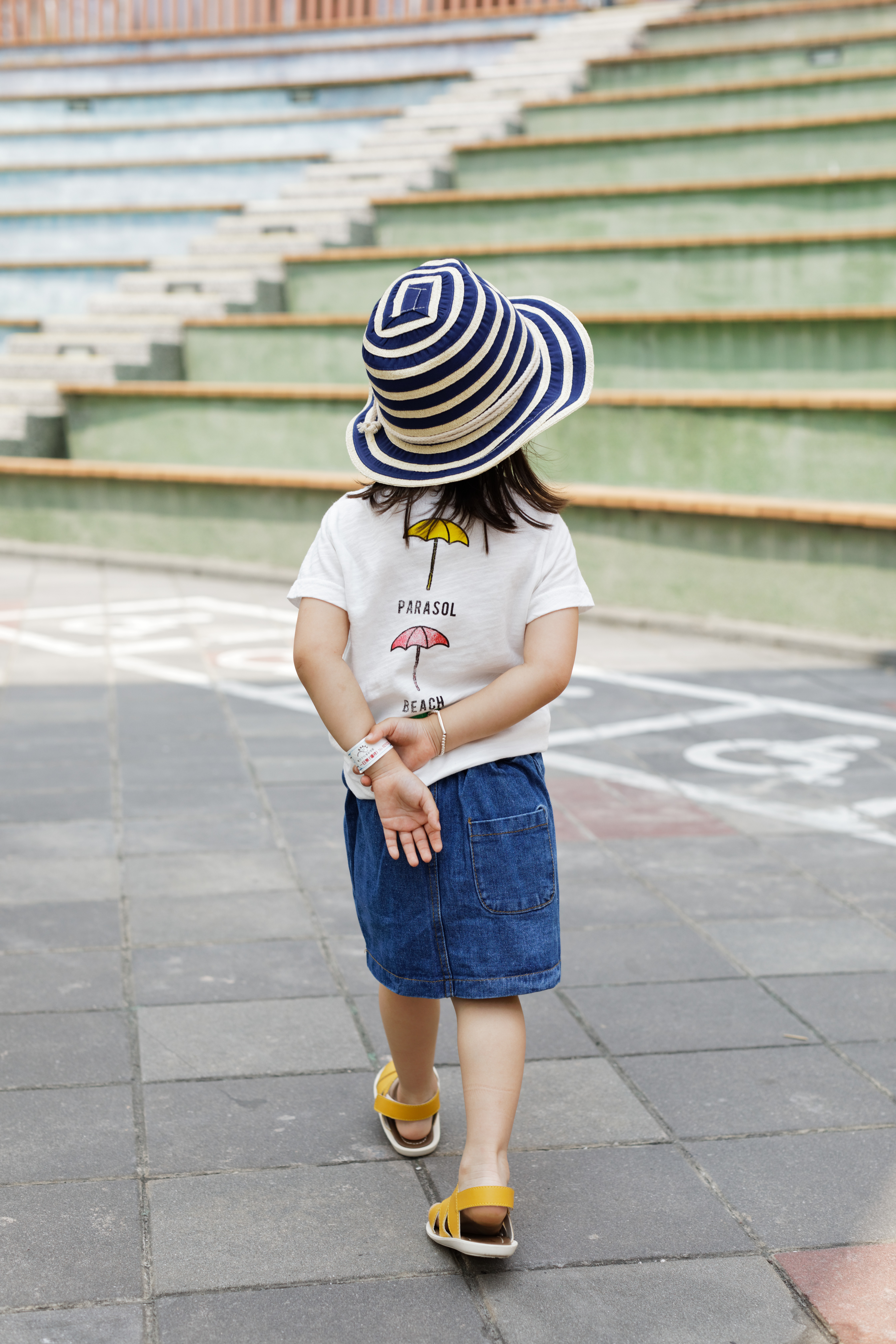 異素材環圈小禮帽 - 深藍  (中大童適用)