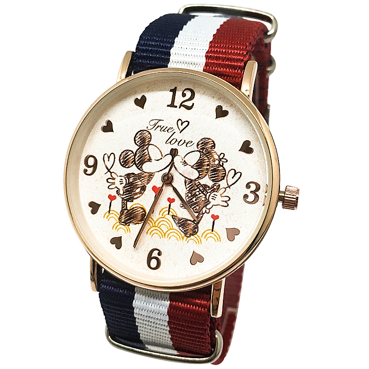 【迪士尼】超薄玫瑰金手錶-True Love米奇米妮