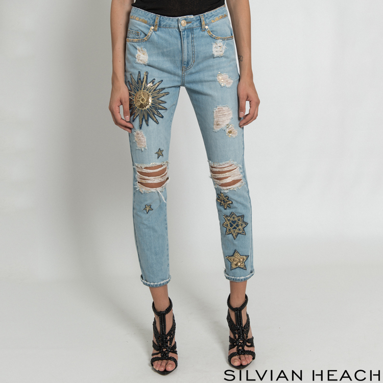 【Silvian Heach】金色太陽膝蓋磨破男友褲MOM JESSICA