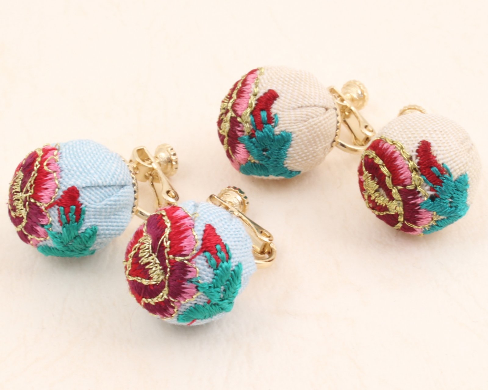 [網上限定優惠] Farbe 日本制布藝刺繡耳環