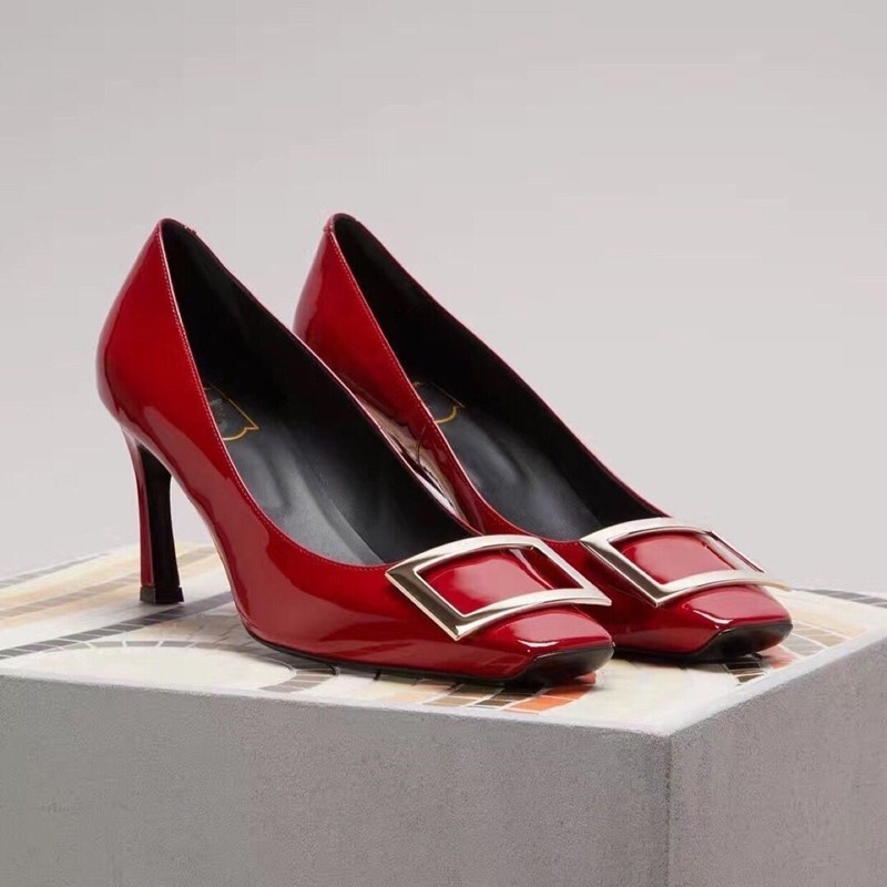 氣質多色 方頭方扣細中高跟鞋(34~41) (4種高度)