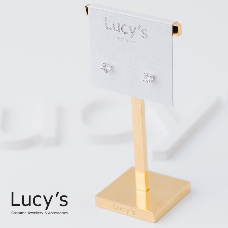 925純銀 氣質簡約單鑽鋯石耳環-0.4cm (23216)