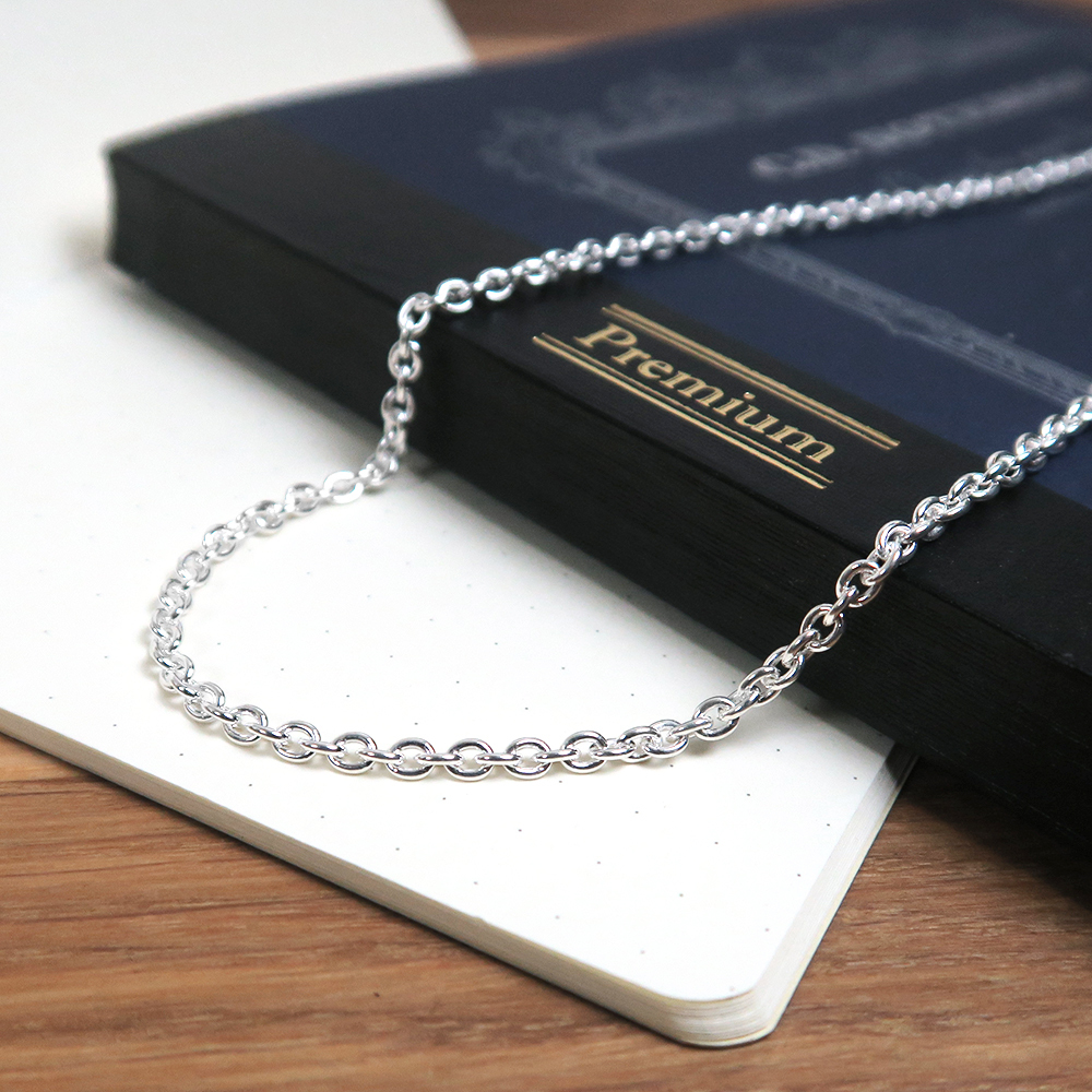 經典圓圈鍊(2.4mm中鍊) 925純銀 女生 男生 中性項鍊 客製長度 純銀鍊子(不含墜子)