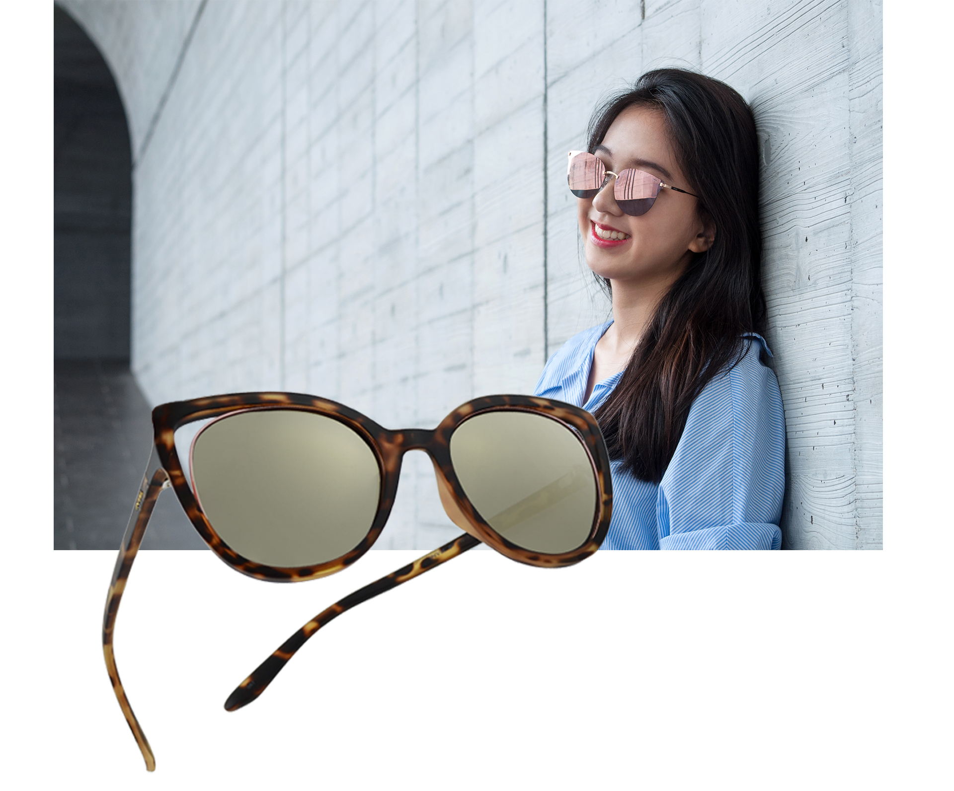 【INVU】瑞士前衛貓眼簍空水銀金偏光太陽眼鏡(琥珀) T2811B