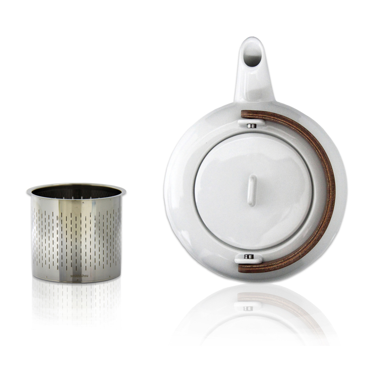 方圓壺/木把白瓷