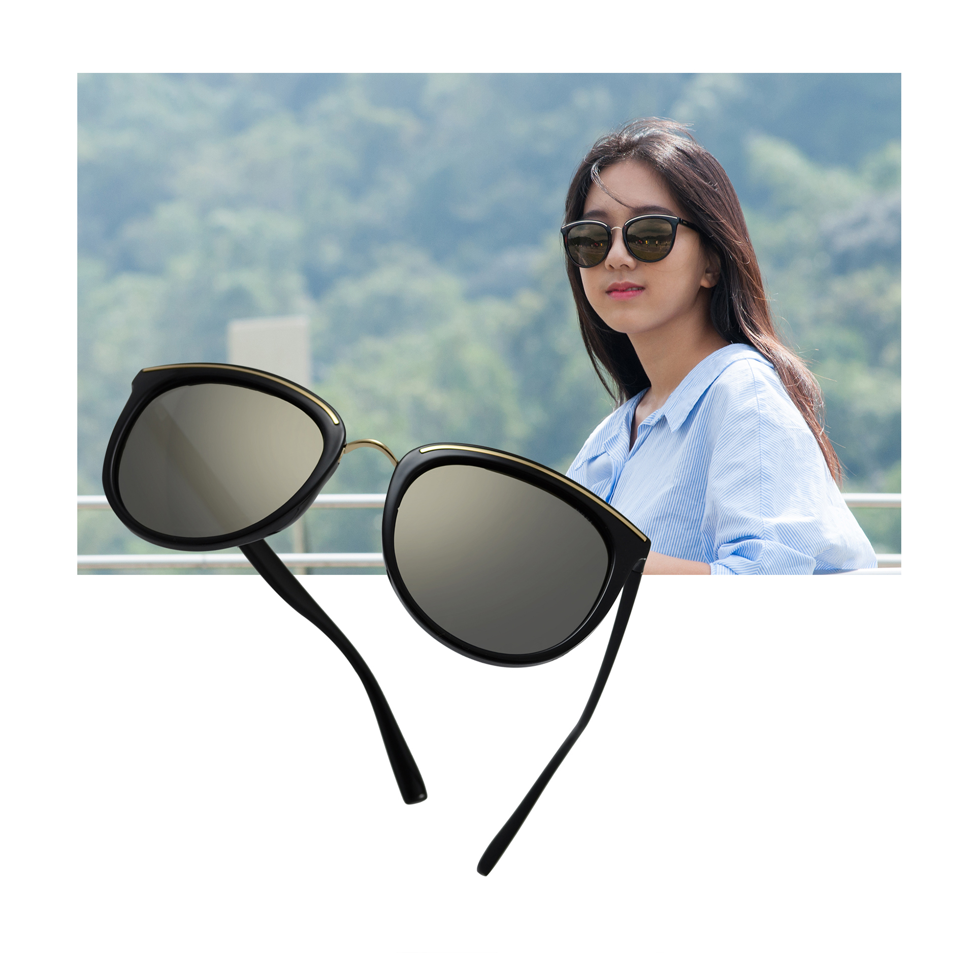 【INVU】瑞士時尚抗UV偏光太陽眼鏡(琥珀/金) B2810B