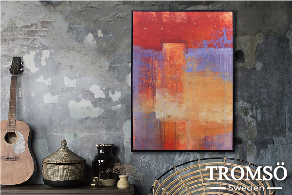 抽象有框畫-52x72璽紅力量W918