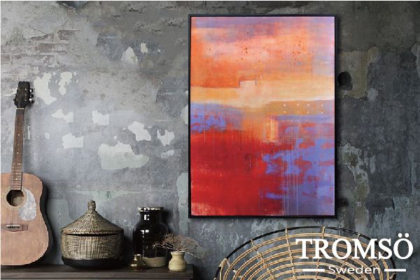 抽象有框畫-52x72璽紅初光W919