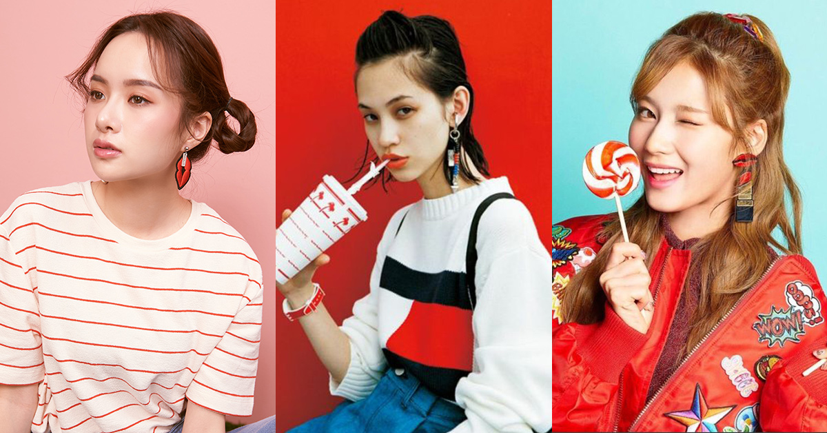 俏皮韓國日本垂墜貼布耳環耳夾