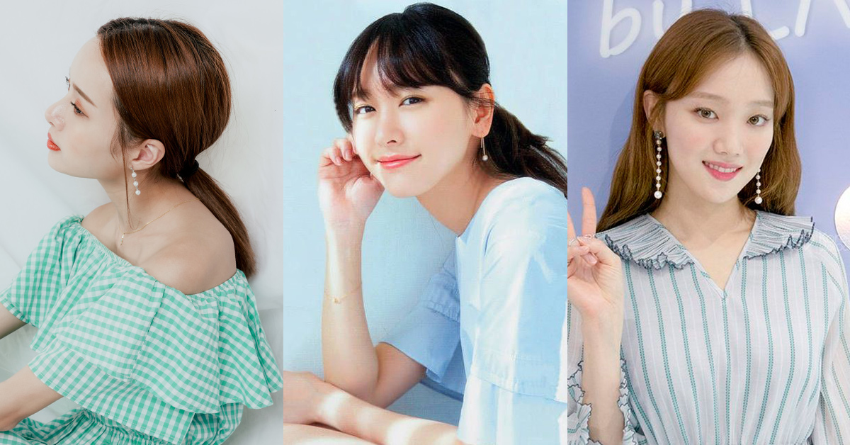 韓國明星垂墜流線耳環耳夾珍珠細緻