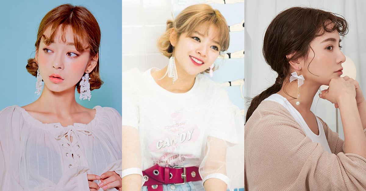 韓國明星垂墜流線耳環耳夾珍珠細緻蕾絲流蘇