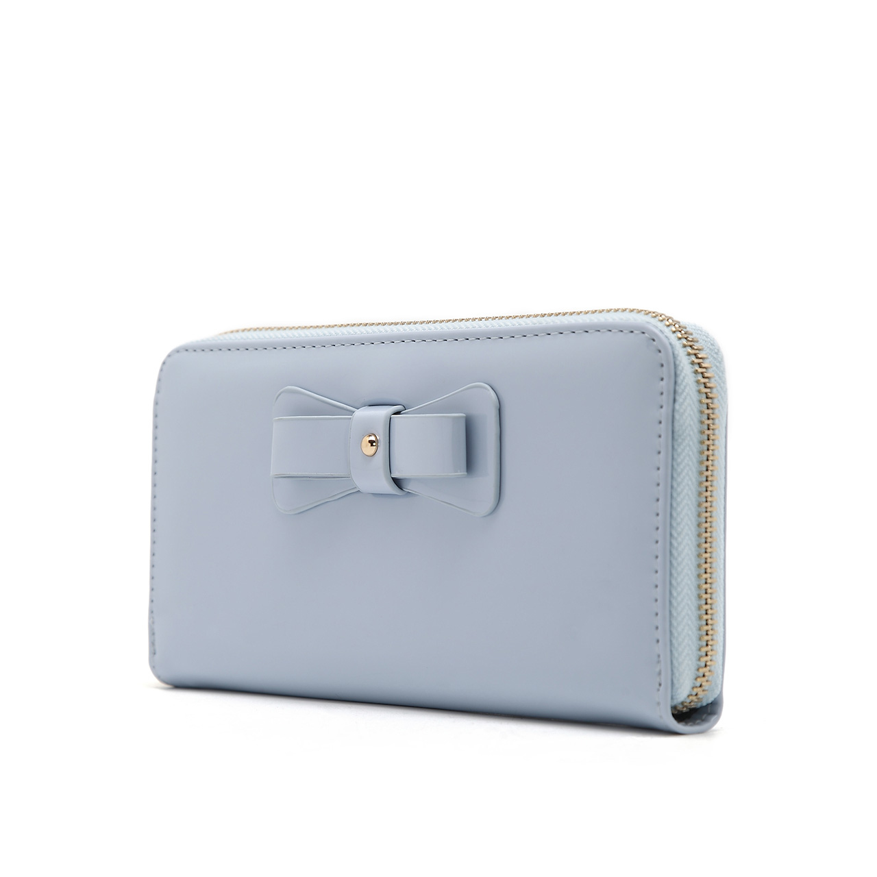 Fancy Bow Bow Patent Zip Around Wallet