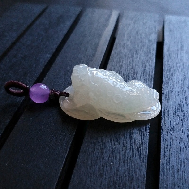 JK489 冰白翡招財金蟾吊墜