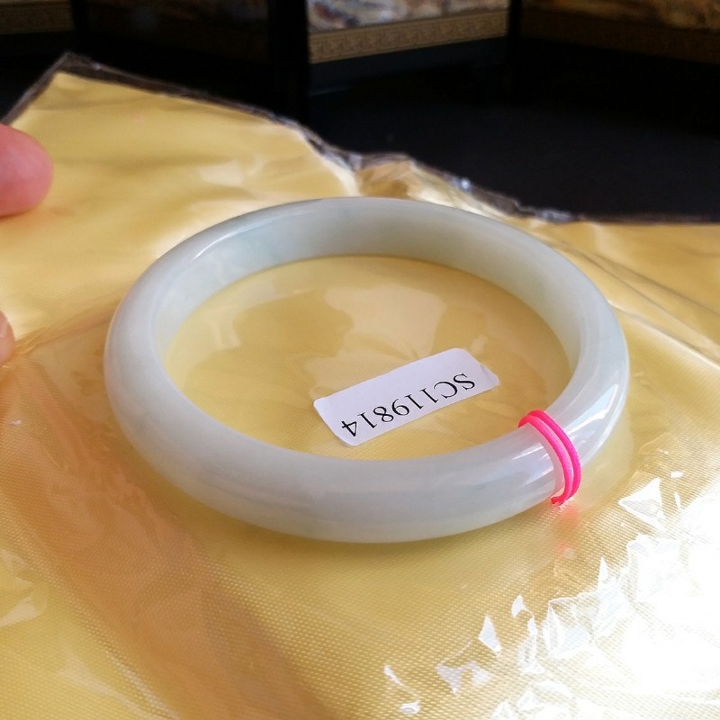 冰白翡翠玉鐲 56.4mm, 天然翡翠A玉, 緬甸玉, Jade, Jadeite