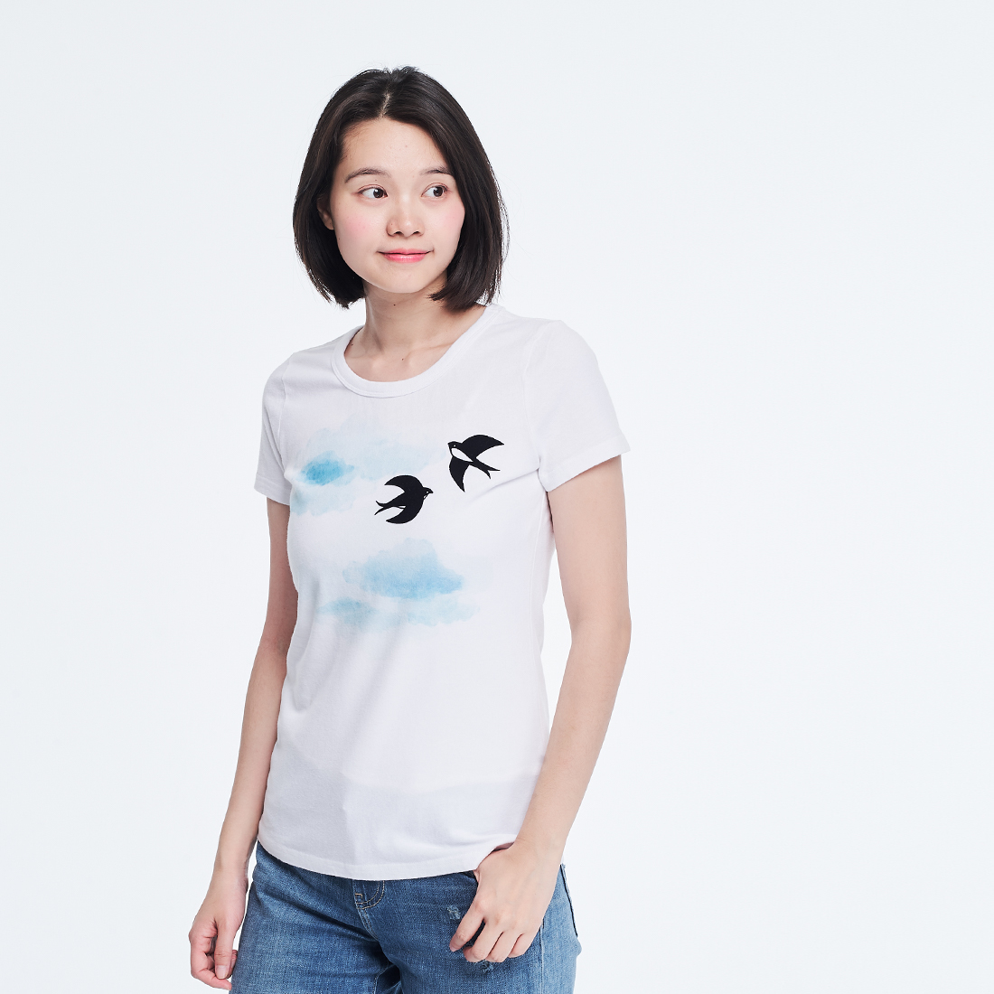 春燕來了 短袖 蜜桃棉 女T 白色