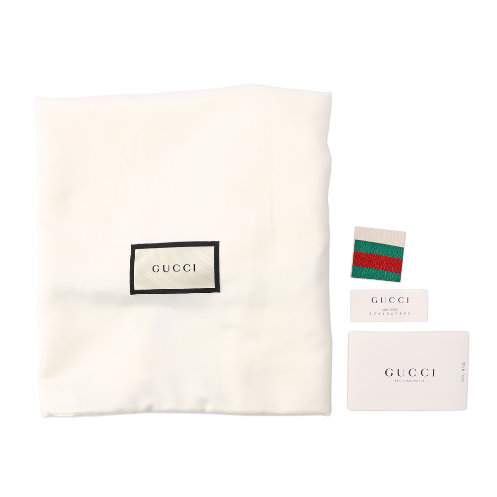 【GUCCI】LOGO CLUTCH小牛皮復古綠紅綠手拿包(白色)50098 40GCAT 8820