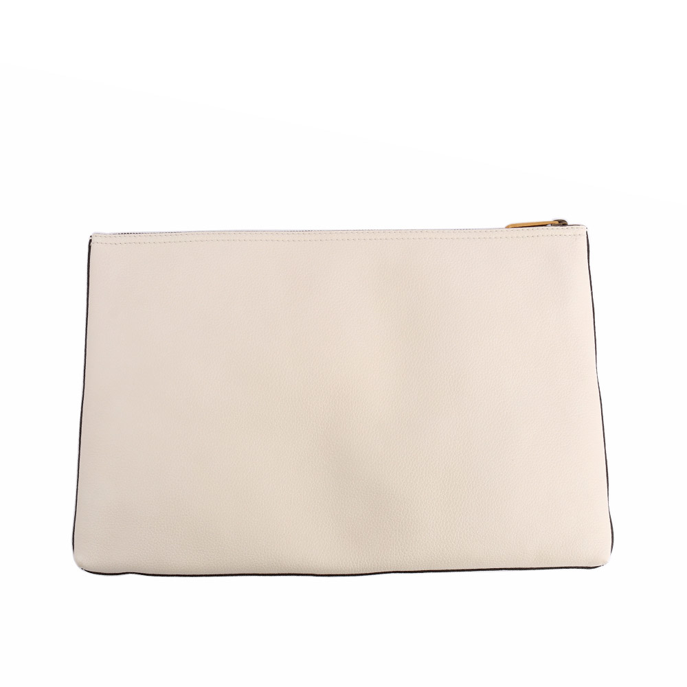 【GUCCI】LOGO CLUTCH小牛皮復古綠紅綠手拿包(白色)50098 40GCAT 8820