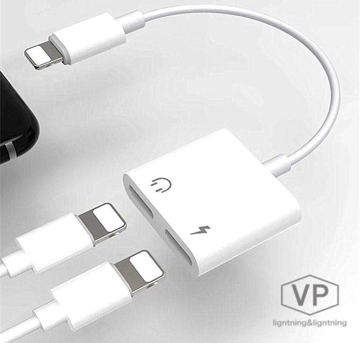 iPhoneX/8/7【四合一雙Lightning轉接線 】一分二，讓你的iPhone可以同時：充電＋聽歌＋通話＋線控