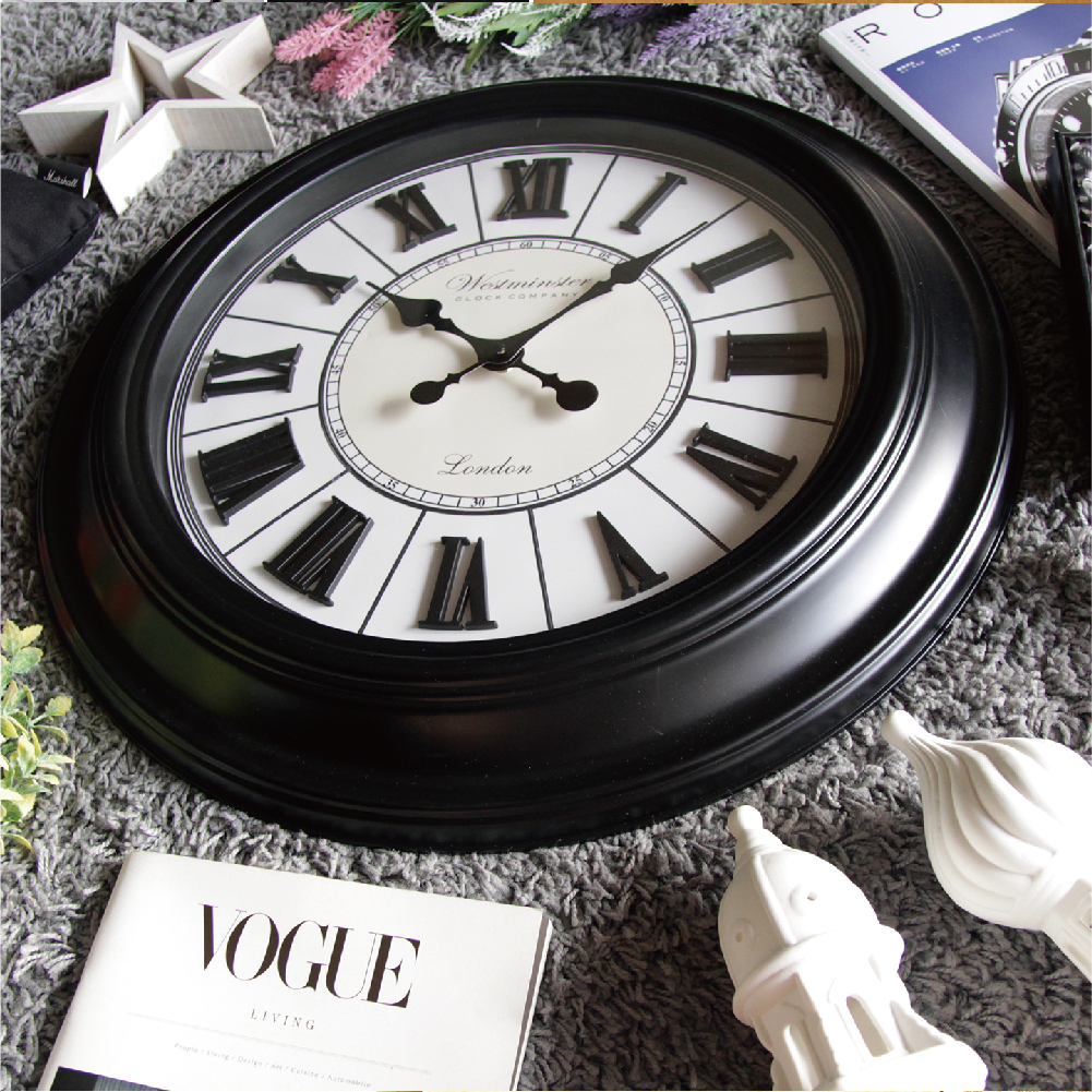 巴黎典藏立體字黑白時鐘