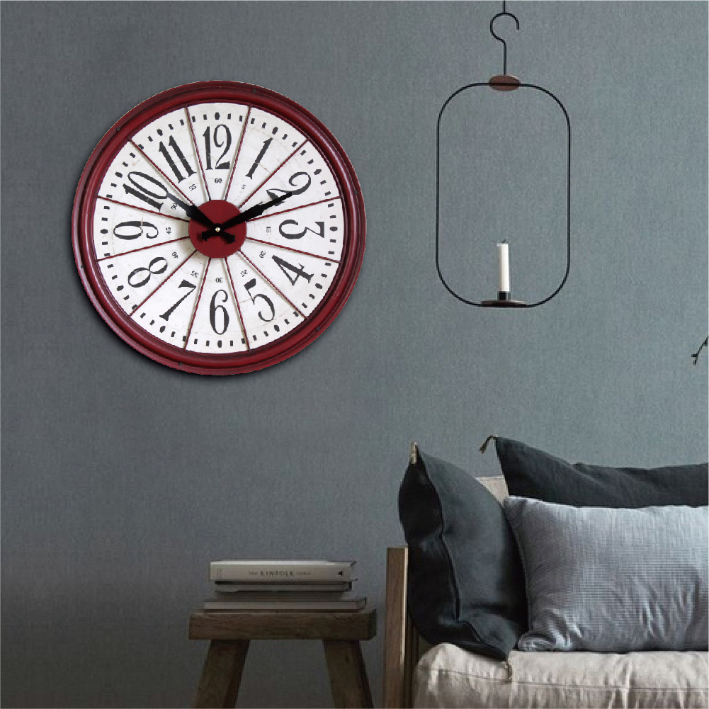 工業時代-老英國紅輪盤時鐘