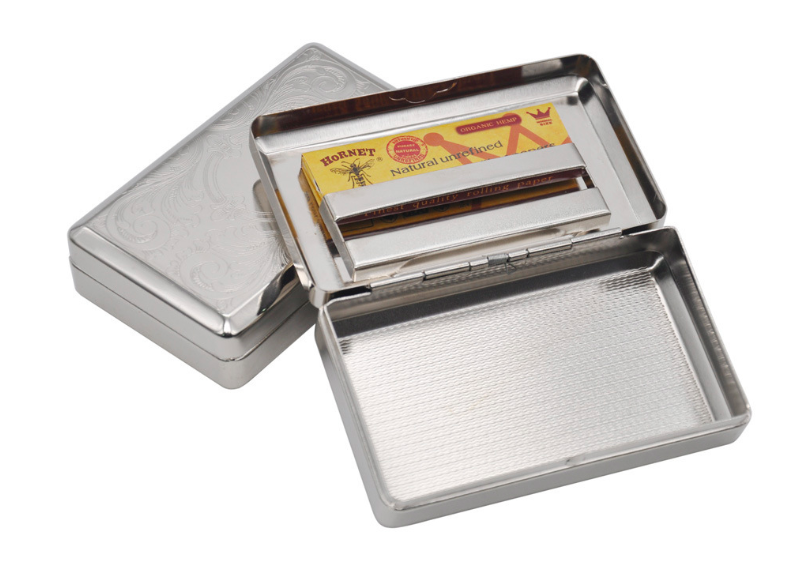 進口不鏽鋼翻蓋煙盒 SPTE 100mm - 精緻飛鷹款金屬香菸收納盒 附贈捲菸紙