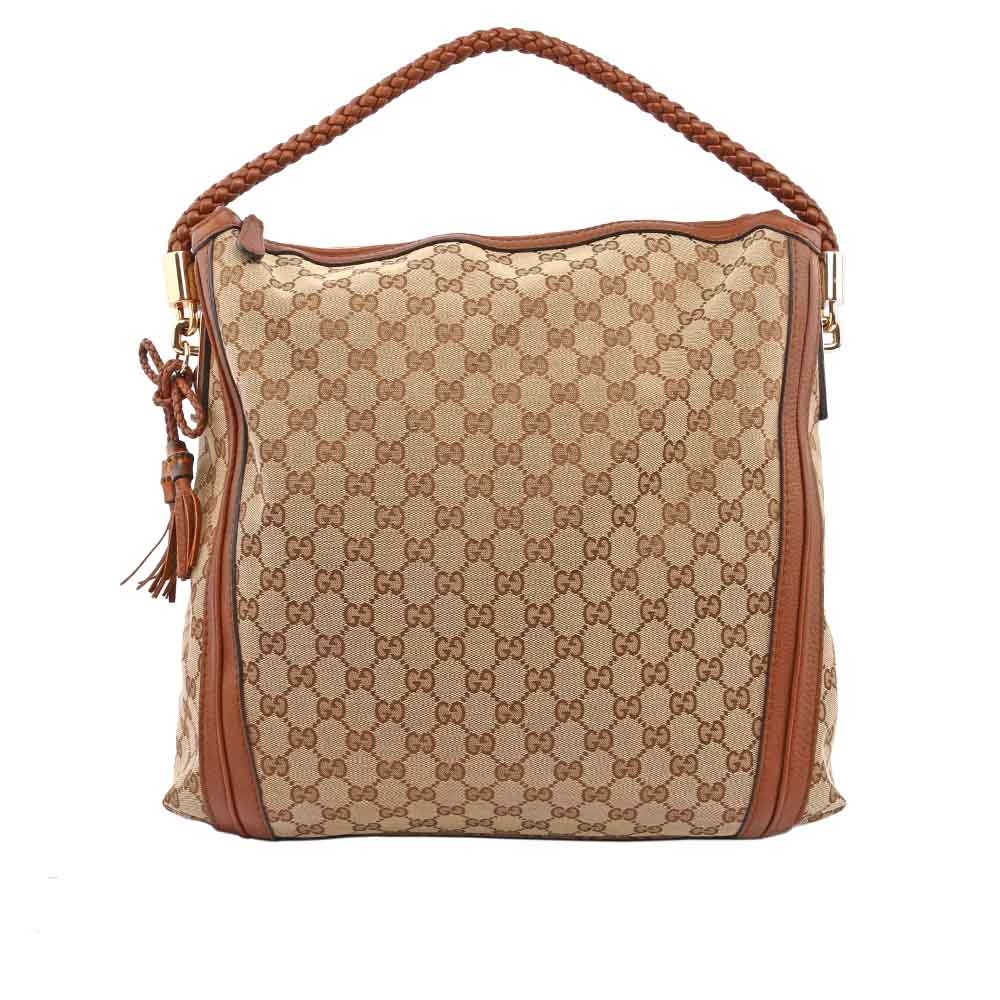 【GUCCI】緹花 Logo編織把手肩背包