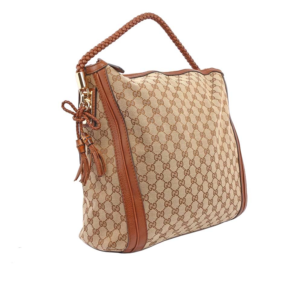 【GUCCI】緹花 Logo編織把手肩背包