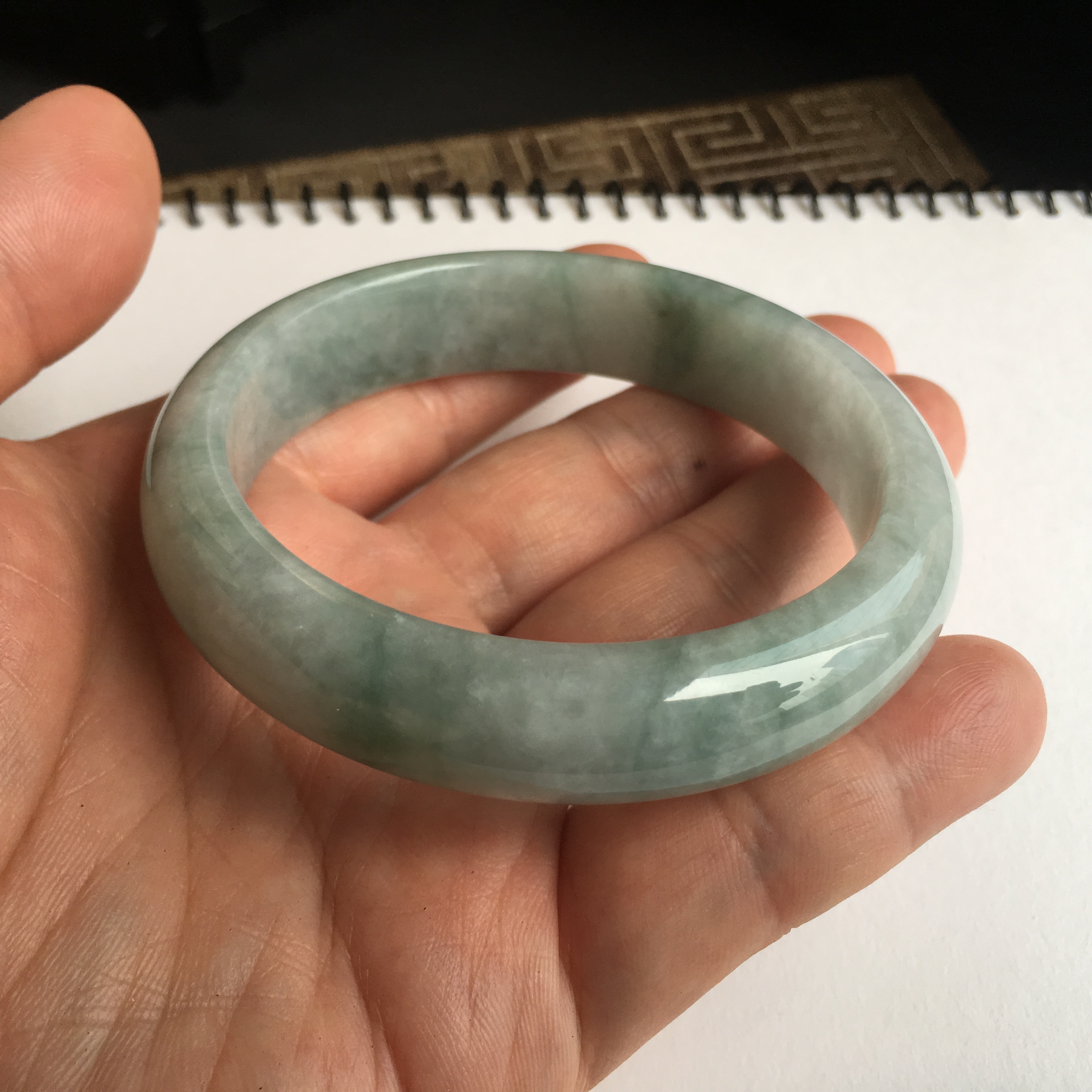 冰糯飄花玉鐲 58.8mm, 天然翡翠A玉, 緬甸玉, Jade, Jadeite