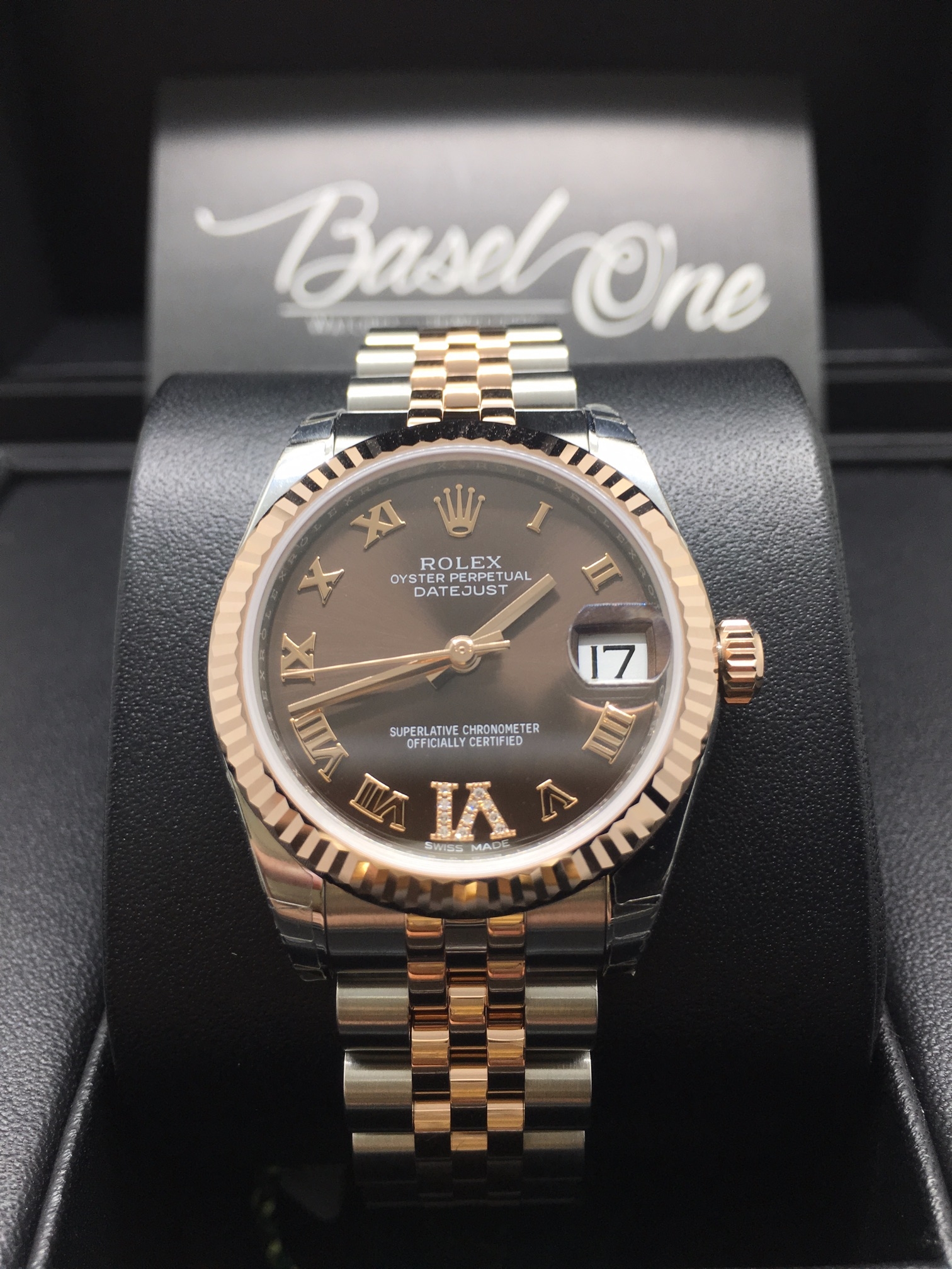 BRAND NEW ROLEX 178271vi DIAMOND CHOCOLATE BROWN DIAL DATEJUST 31 JUBILEE STRAP ROSE GOLD STEEL