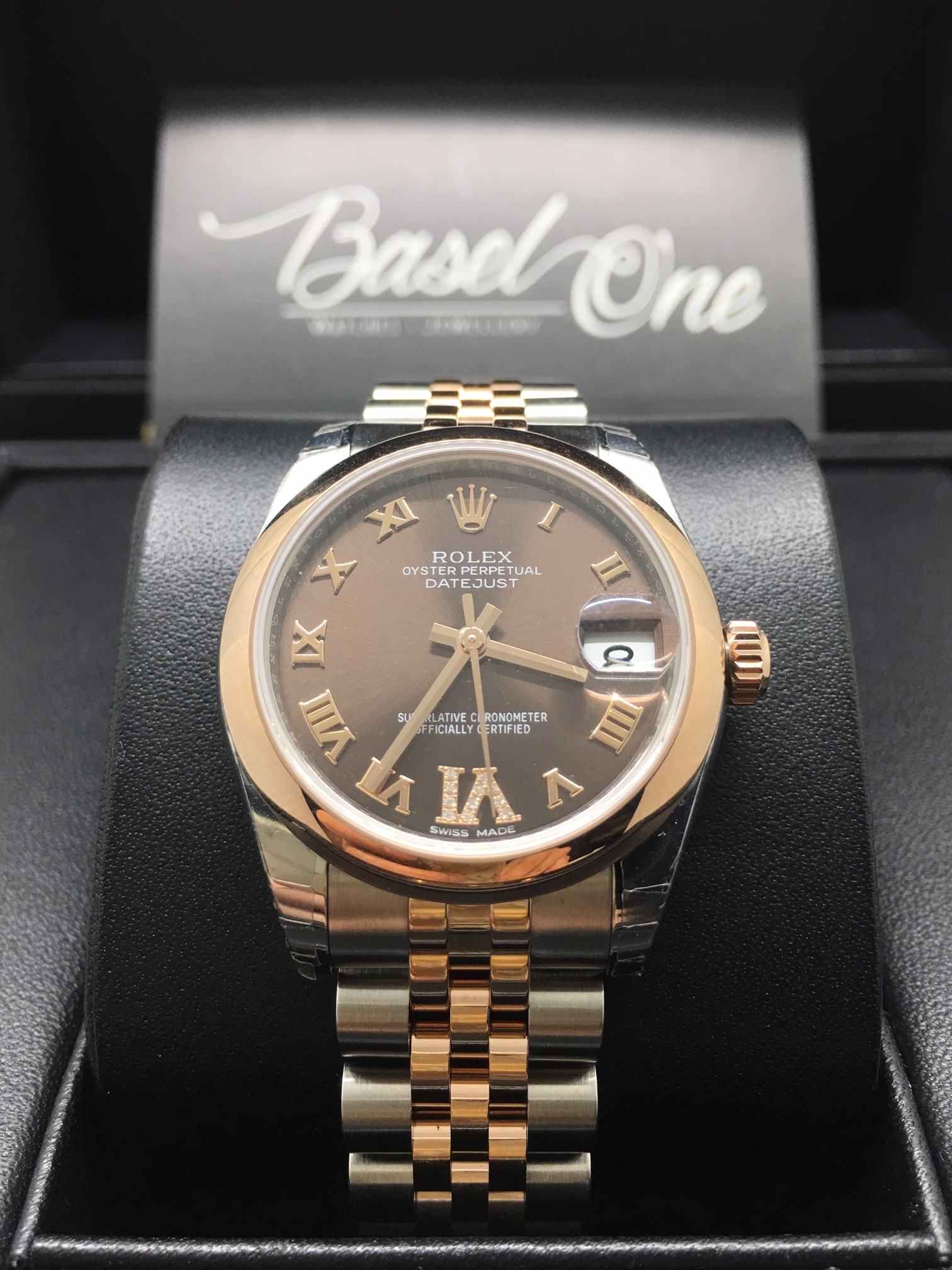 BRAND NEW ROSE 178241VI DIAMOND CHOCOLATE BROWN DATEJUST 31 JUBILEE STRAP ROSE GOLD STEEL