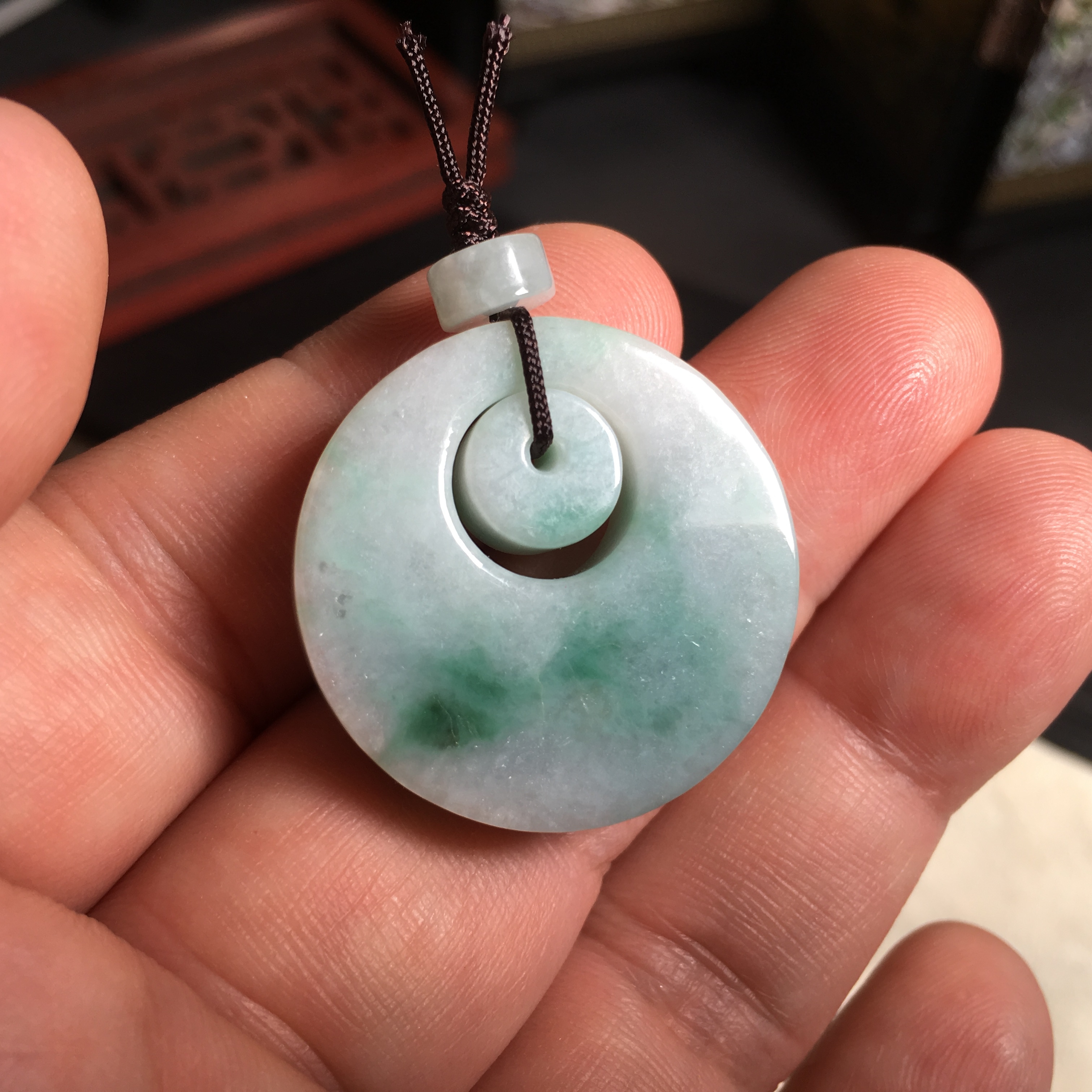 J1003 冰糯飄綠子母扣吊墜 (27.4mm直徑)