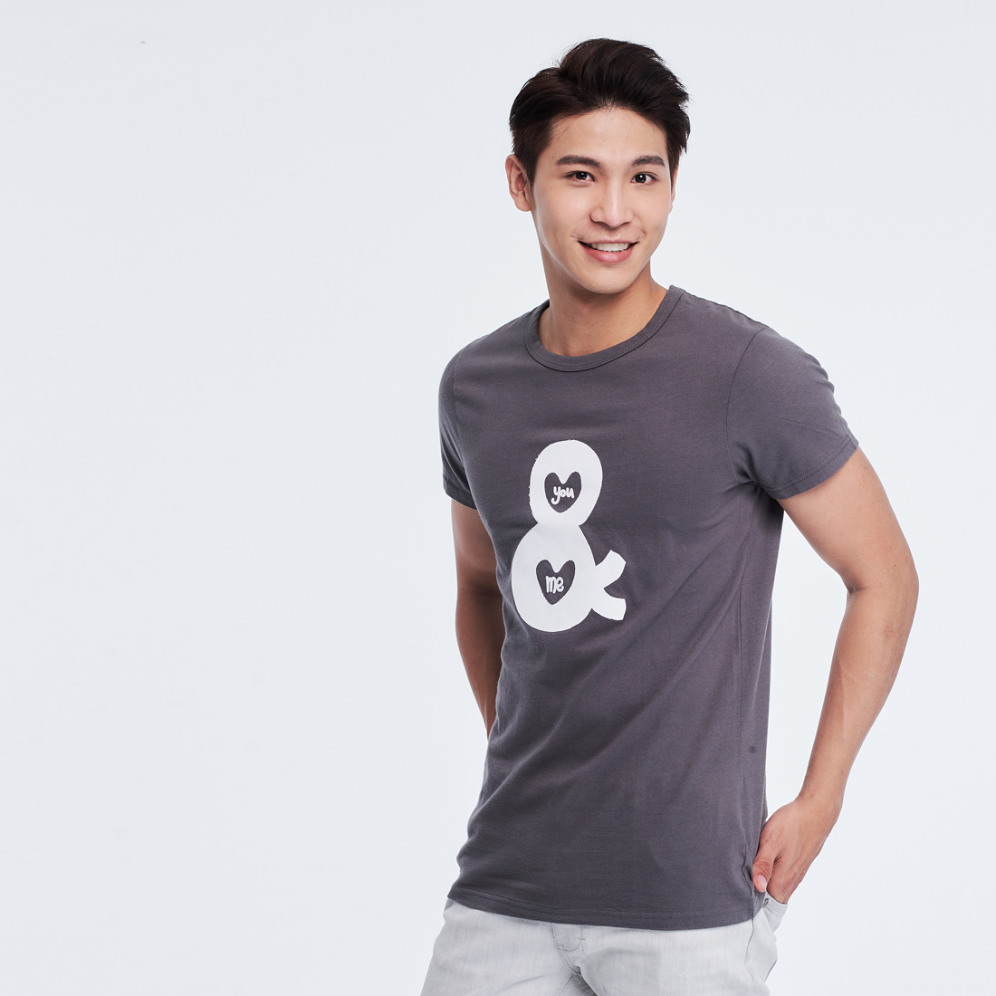 U&ME 短袖 蜜桃棉 男T 深灰