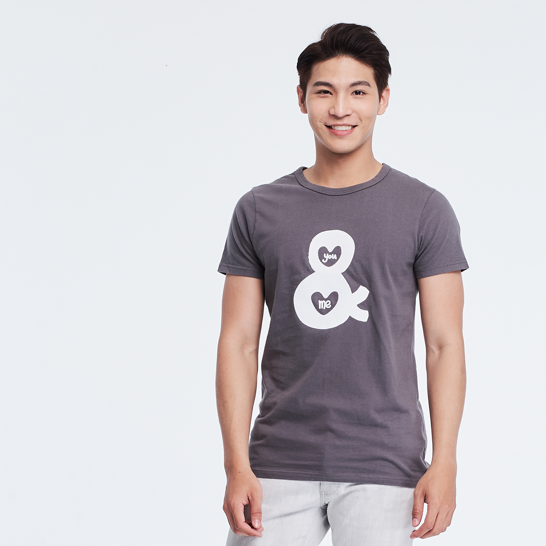 U&ME 短袖 蜜桃棉 男T 深灰