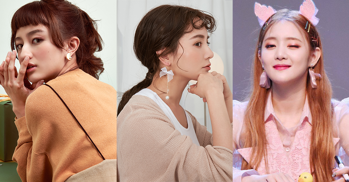 韓國珍珠明星耳環耳夾搭配垂墜貼耳圈圈復古蕾絲