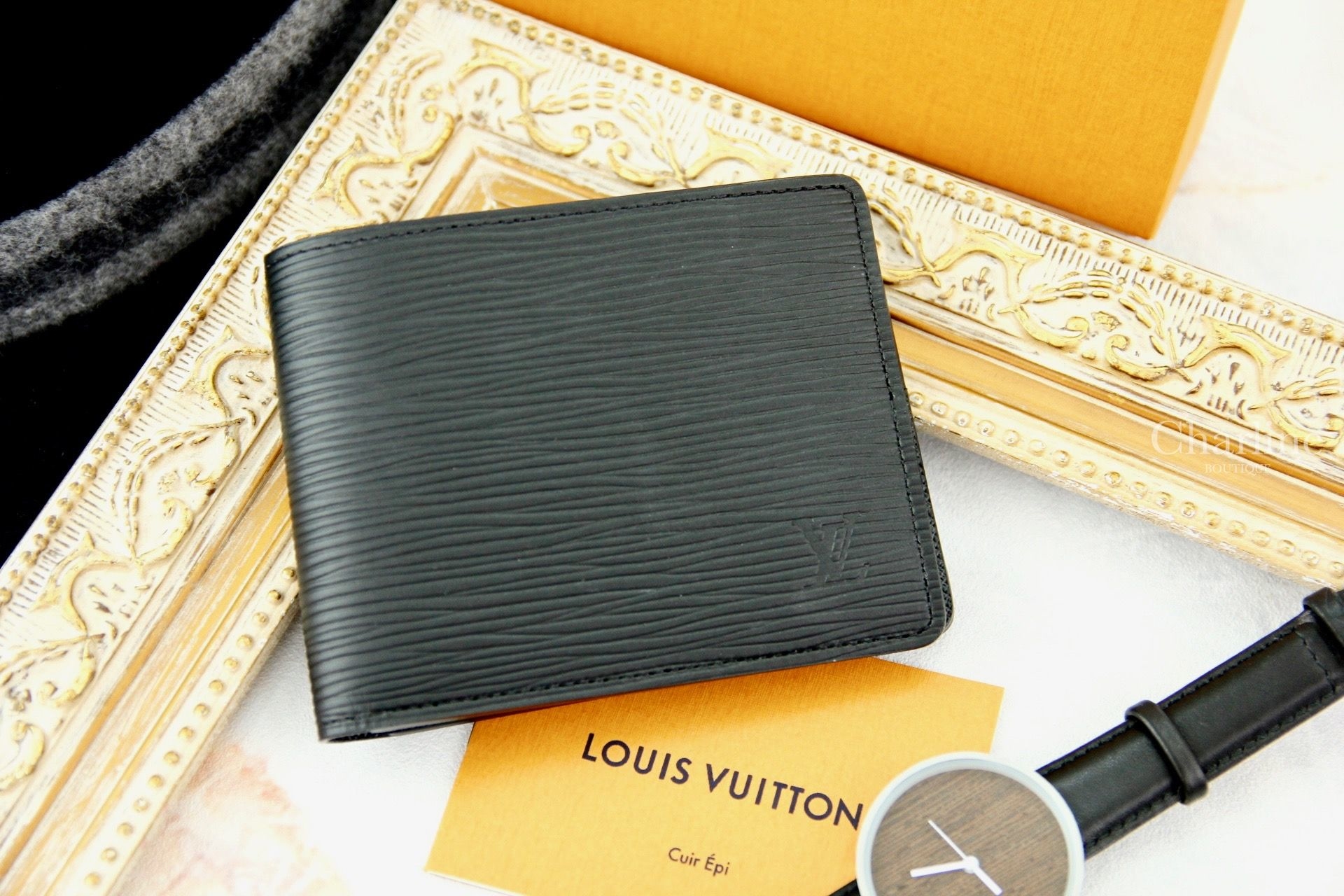 Louis Vuitton Slender Wallet 黑色水波紋短夾