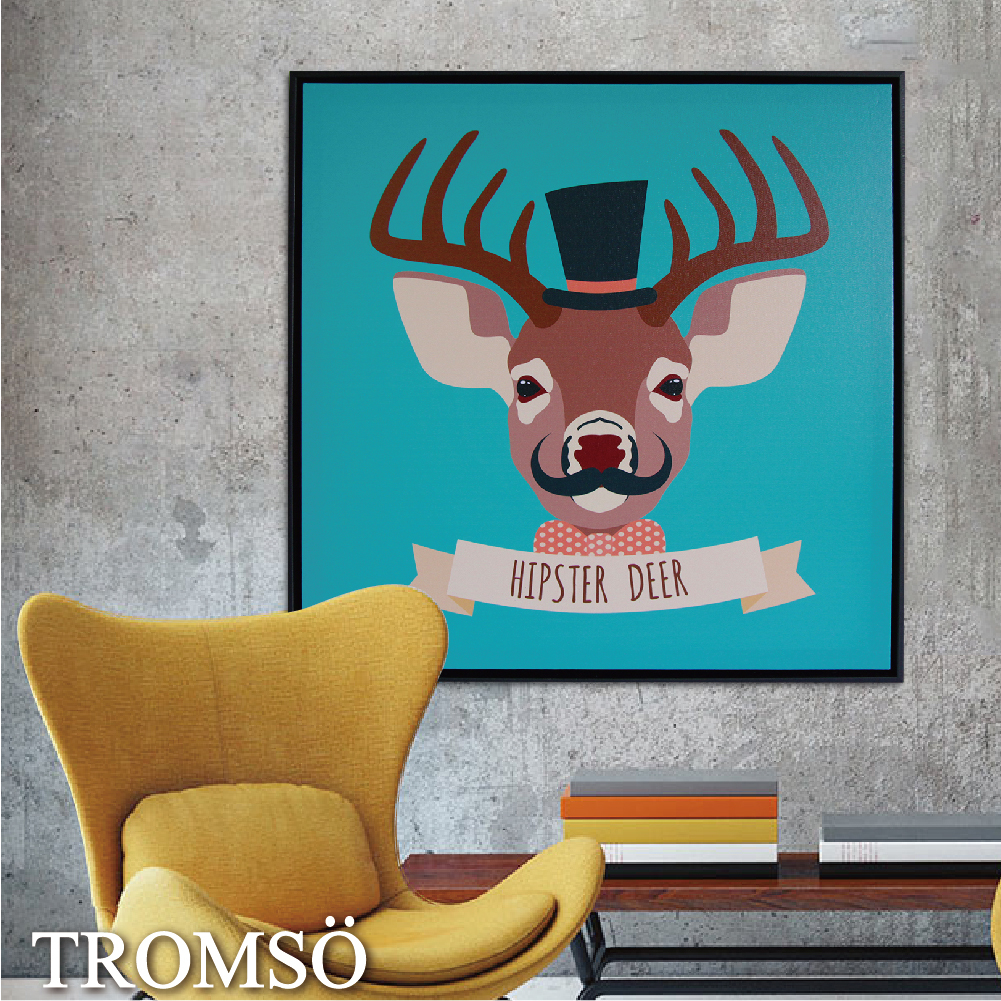 風尚有框畫50x50-翹鬍子麋鹿WA008