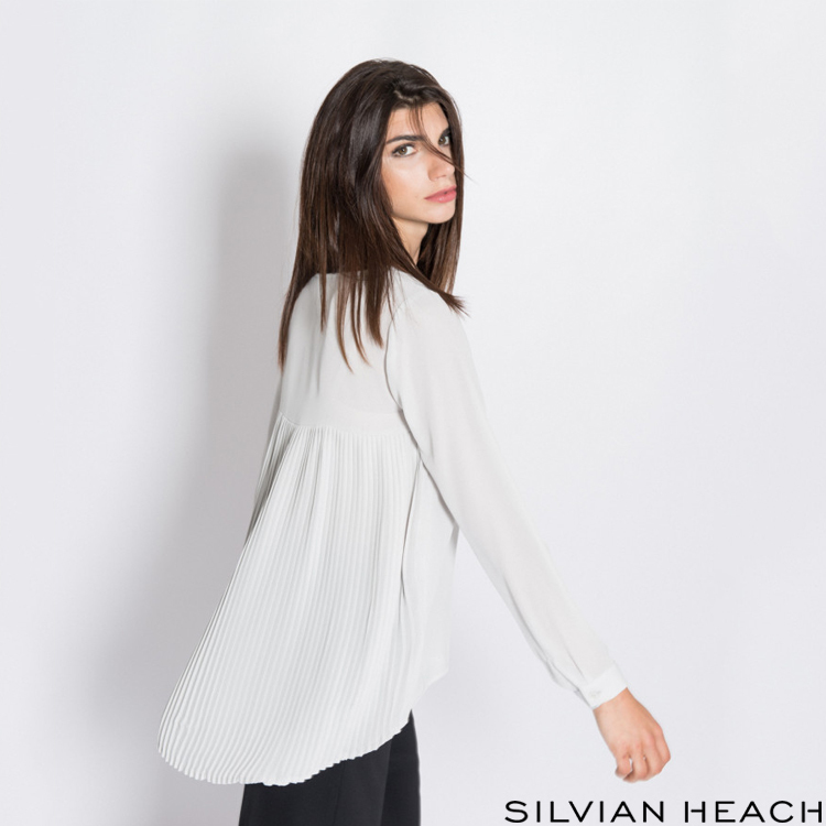 【silvian-heach】圓領背後傘狀拼接長袖上衣