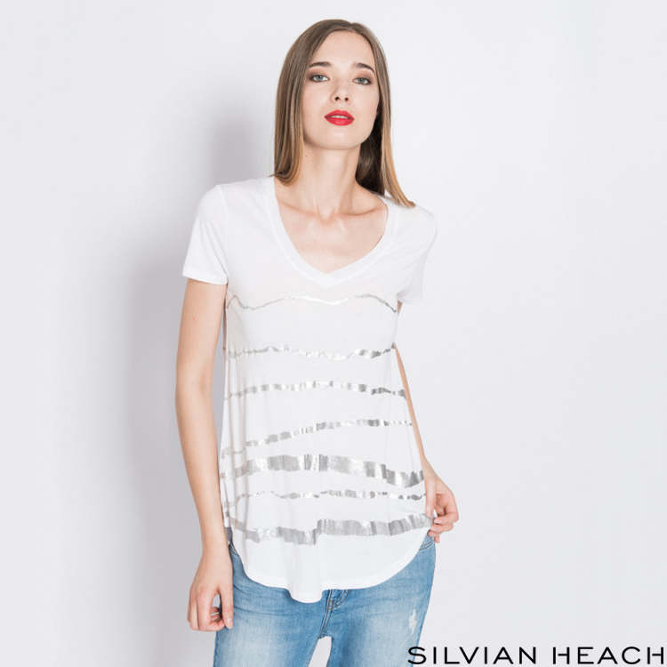 【silvian-heach】銀色波浪短袖T恤