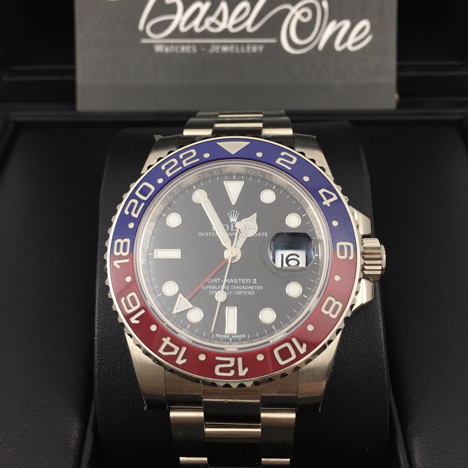 DISCONTINUED BRAND NEW ROLEX 116719BLRO PEPSI RED BLUE OYSTER PERPETUAL GMT-MASTER II WHITE GOLD