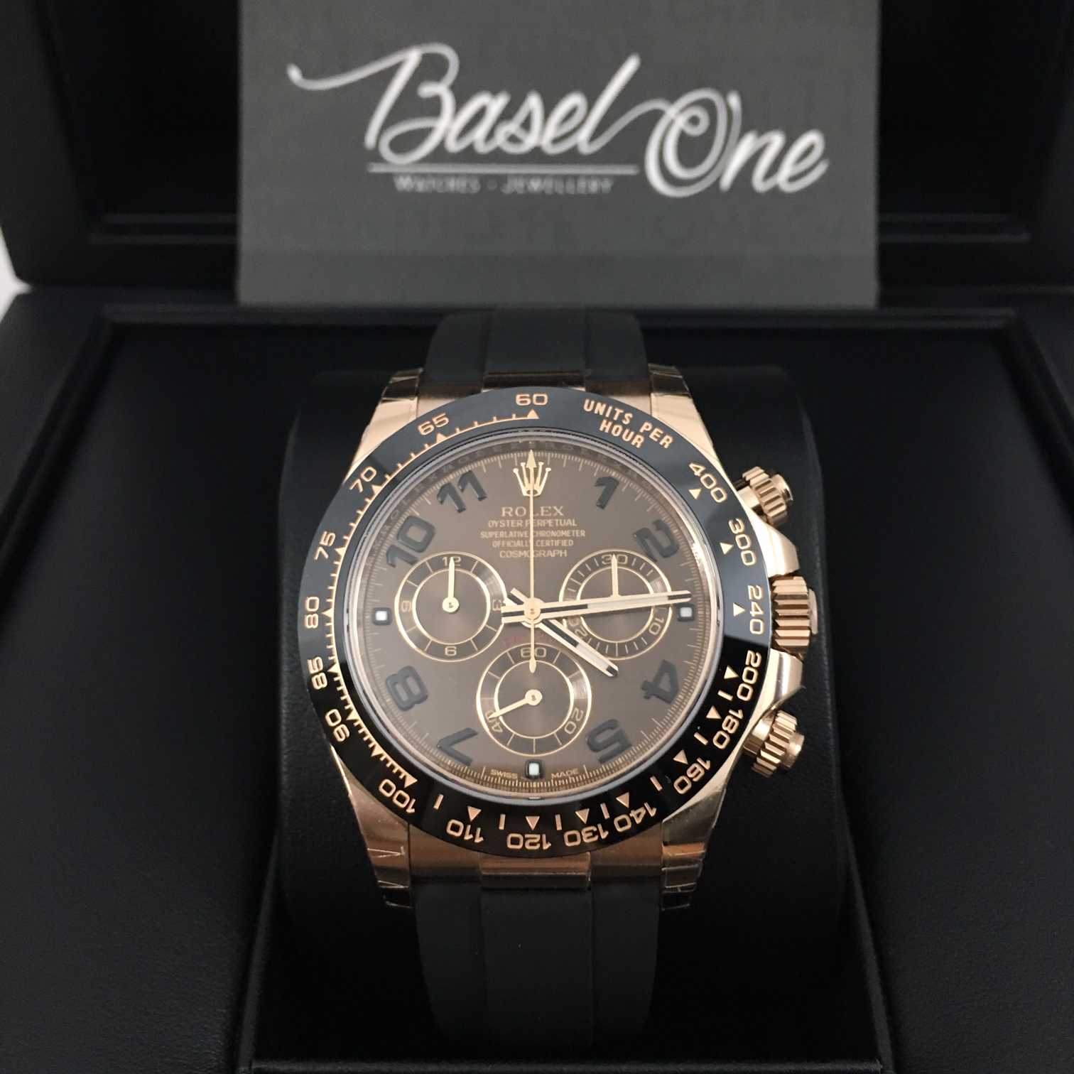 DISCONTINUED BRAND NEW ROLEX 116515ln 116515 CHOCO OYSTER PERPETUAL COSMOGRAPH DAYTONA ROSE GOLD BLACK RUBBER STRAP