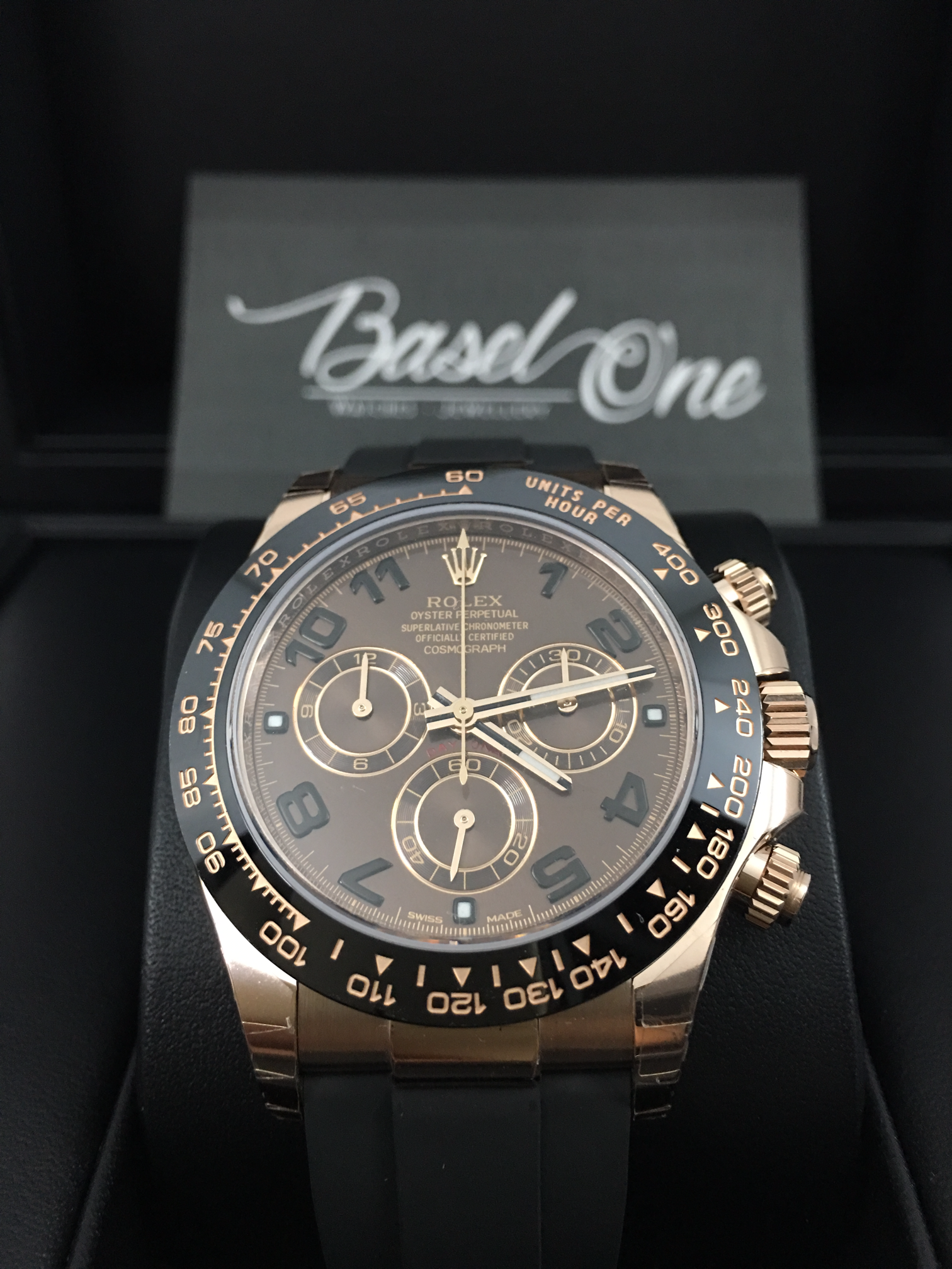 DISCONTINUED BRAND NEW ROLEX 116515ln 116515 CHOCO OYSTER PERPETUAL COSMOGRAPH DAYTONA ROSE GOLD BLACK RUBBER STRAP